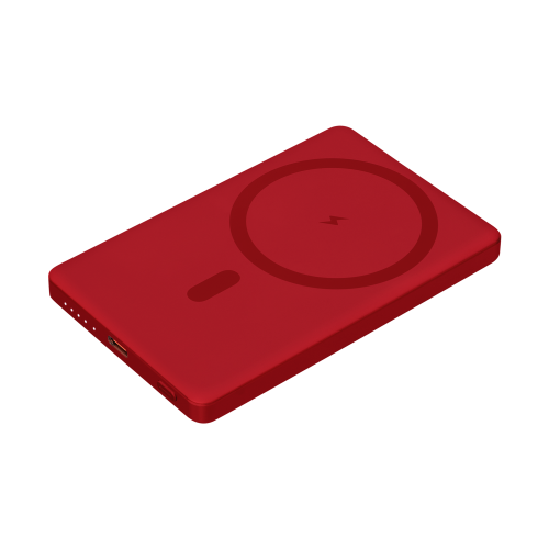 Внешний аккумулятор Atlantis PD 5000mAh с функцией беспроводной зарядки 15W, красный