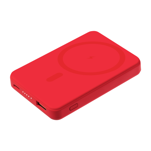Внешний аккумулятор Ларго PD (Largo PD) 5000mAh с функцией беспроводной зарядки 15W, красный