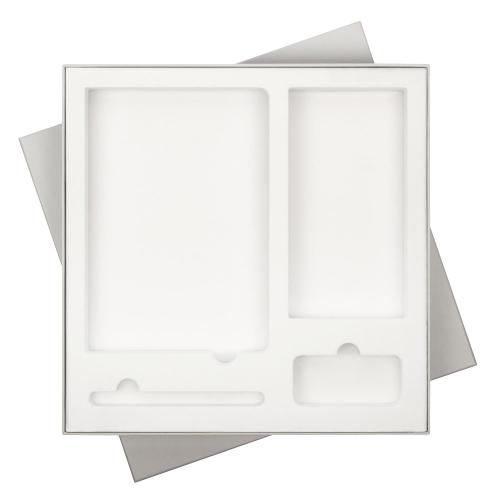 Подарочная коробка без ложемента для ежедневника, ручки и аккумулятора, серая (под съемные ложементы)