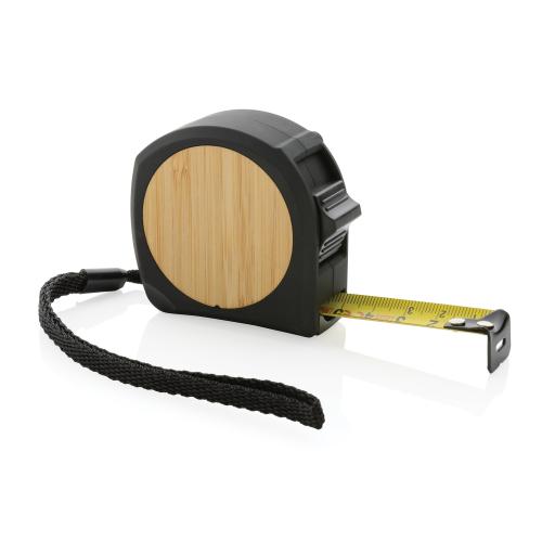 Рулетка Bamboo из переработанного пластика RCS, 5м/19 мм - черный;