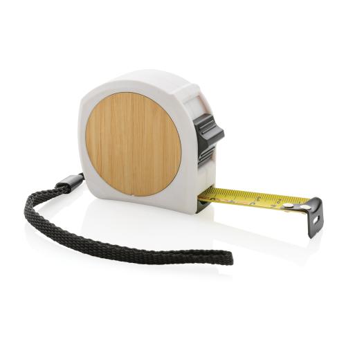 Рулетка Bamboo из переработанного пластика RCS, 5м/19 мм - белый;