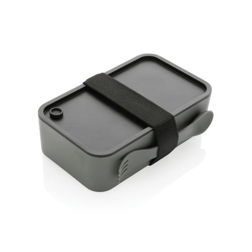 Ланч-бокс из переработанного полипропилена со столовым прибором (стандарт GRS) - серый; 