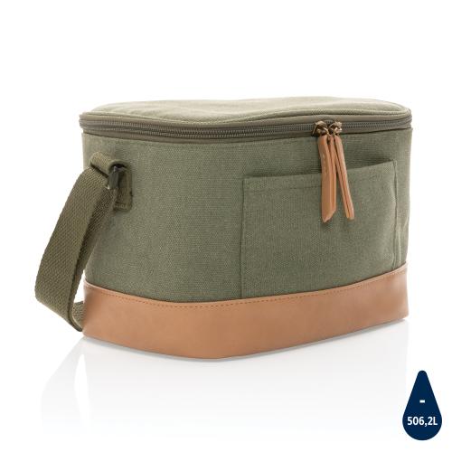 Маленькая сумка-холодильник Impact из переработанного канваса AWARE™ - зеленый; 