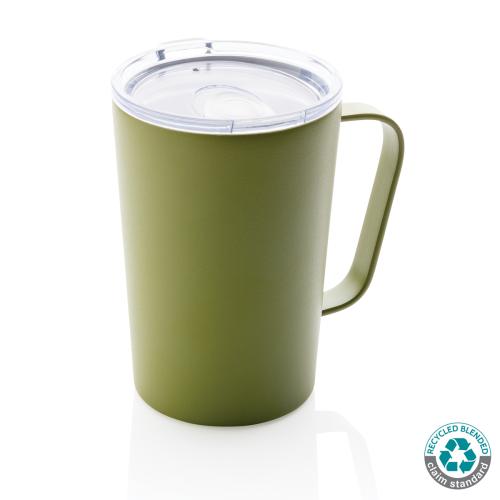 Термокружка из переработанной нержавеющей стали с ручкой (стандарт RCS), 420 мл - зеленый; 