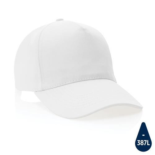 Бейсболка Impact из переработанного хлопка AWARE™, 5 клиньев, 280 г/м2 - белый;