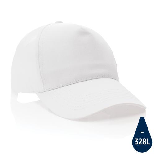 Бейсболка Impact из переработанного хлопка AWARE™, 5 клиньев, 190 г/м2 - белый;