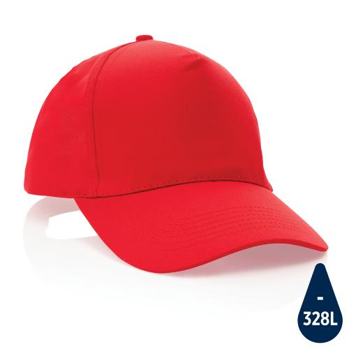 Бейсболка Impact из переработанного хлопка AWARE™, 5 клиньев, 190 г/м2 - красный;