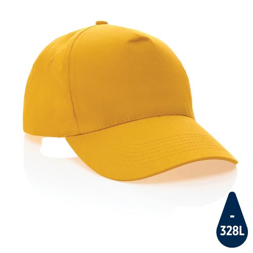 Бейсболка Impact из переработанного хлопка AWARE™, 5 клиньев, 190 г/м2 - желтый;