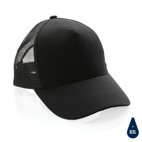 Бейсболка Impact c сеткой из переработанного хлопка AWARE™, 5 клиньев, 190 г - черный;