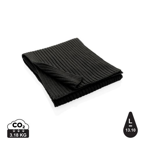 Вязаный шарф Impact из Polylana® AWARE™, 180x25 см - черный; 