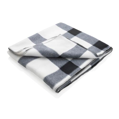 Плед из двойного флиса в клетку - белый; 