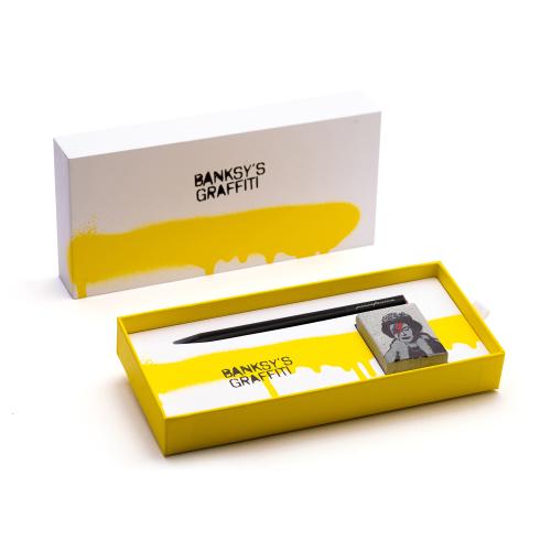 Набор Pininfarina Banksy Lizzy Stardust: карандаш SMART с бетонной подставкой - красный; желтый