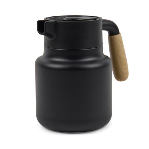 Вакуумный термос с ручкой VINGA Arbe из переработанной нержавеющей стали RCS, 1 200 мл - черный; черный