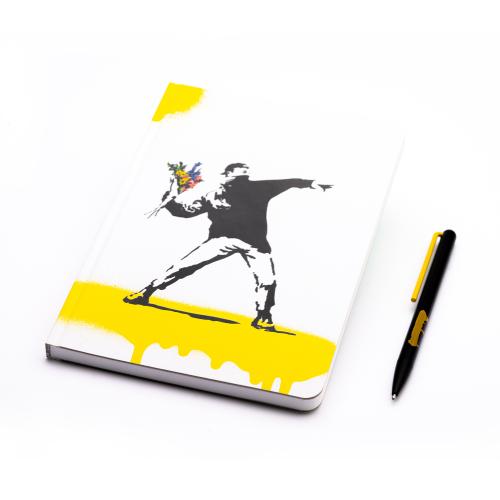 Набор Pininfarina Banksy Метатель цветов: шариковая ручка GrafeeX и блокнот линованный из каменной б - желтый; белый